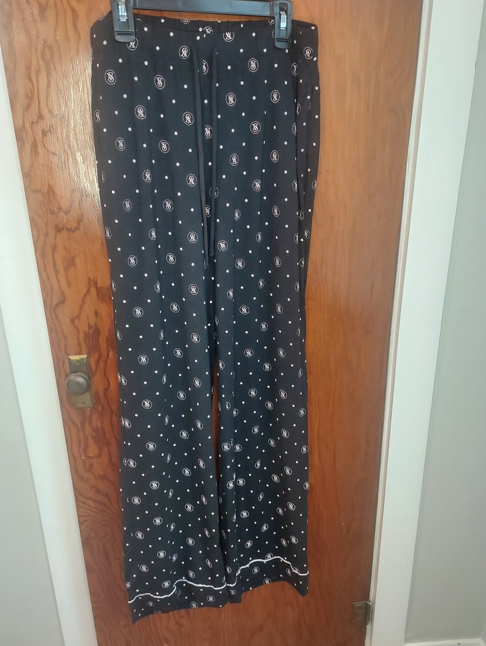 Victoria's Secret Black Pajama Pants with White Dot Print